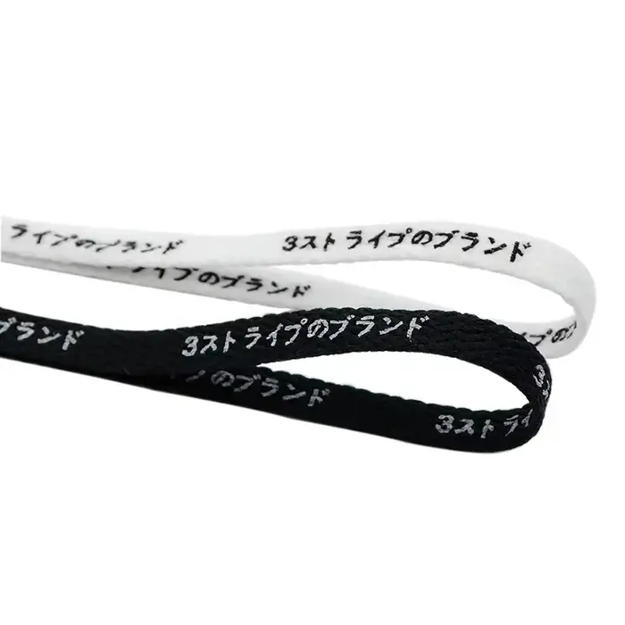 Coolstring 8mm japonais noir blanc lettre impression lacets avec impression pour coureur toile chaus