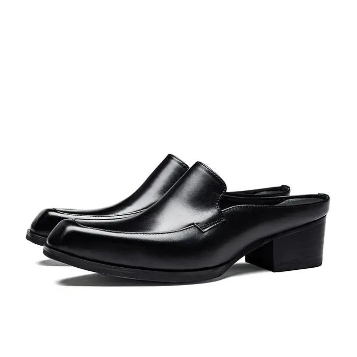 Mules en cuir véritable pour hommes demi-chaussures homme marque de luxe concepteur