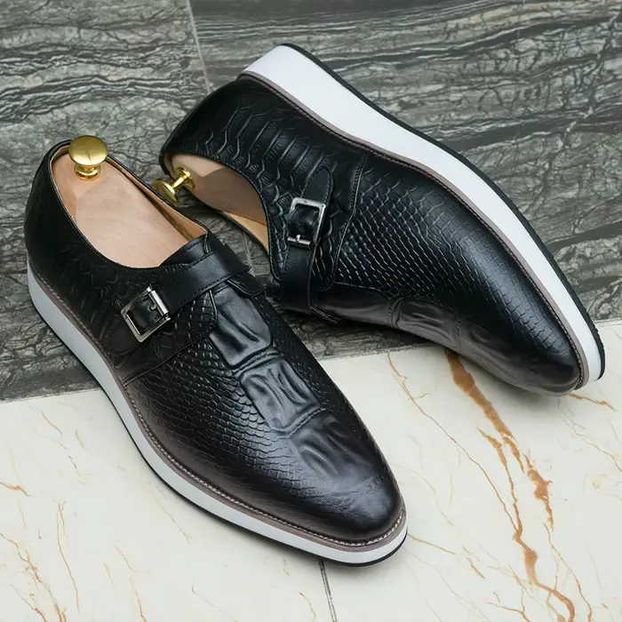 Hommes chaussures décontractées en cuir véritable motif Crocodile chaussure classique pour hommes en