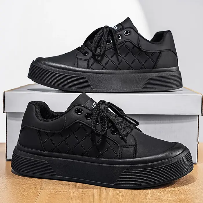Chaussures de skate à plateforme épaisse pour hommes | Tissu matelassé
