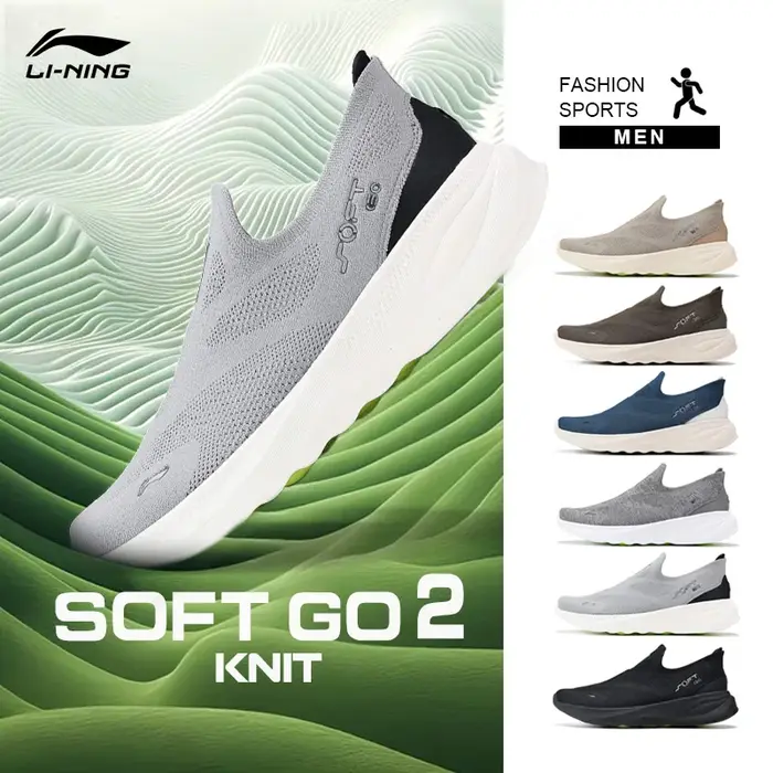 NING hommes SOFT GO 2 tricot sans lacet chaussures de marche décontractées coussin confort maille Stable Jogging
