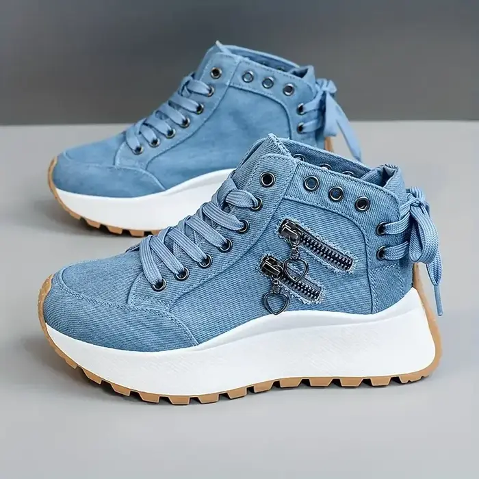 Baskets femme classique Denim toile chaussures à lacets