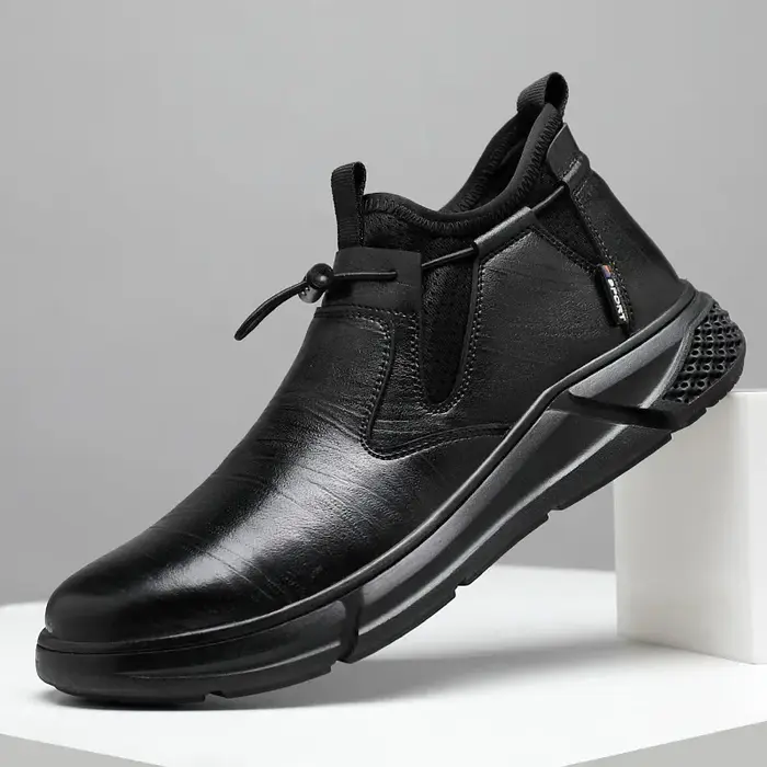 Chaussures imperméables en cuir noir pour hommes, chaussures de sécurité de travail, baskets à bout 