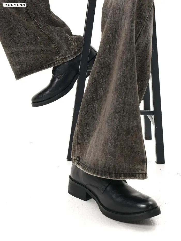 Nouvelles chaussures pointues en cuir de cheval avec lacets pour hommes pionnier foncé Goodyear lavé cousu à la main artisan Derby