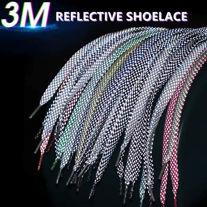 1 paire de lacets réfléchissants plats de 3M pour baskets brillent la nuit être Applicable AF1/AJ Sp
