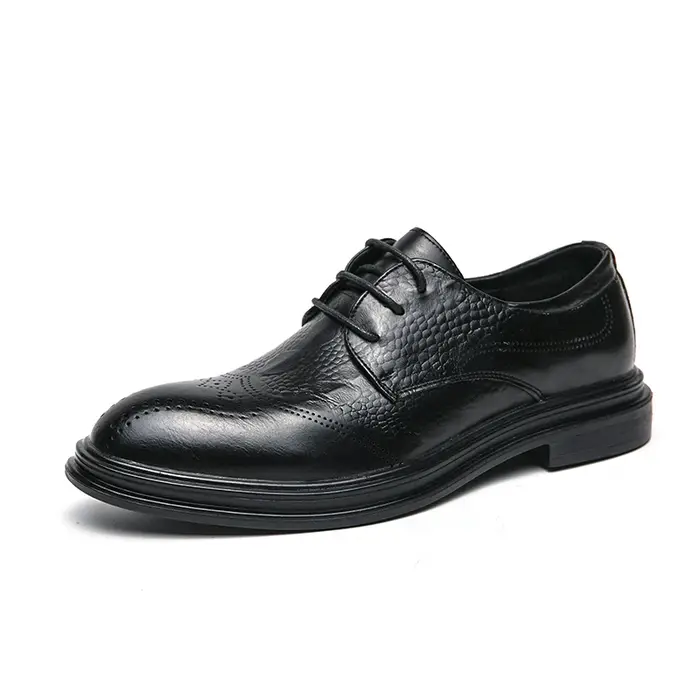 ChimBrown-Chaussures Brogue pour Homme, à Lacets, Pointues, Chaussures Habillées de Banquet Haut de 