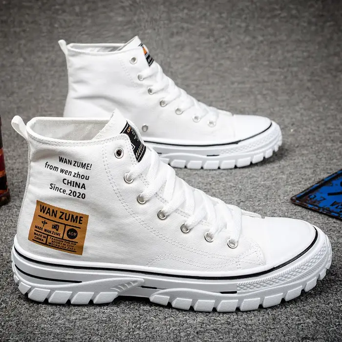 Chaussures montantes en toile pour hommes, bottes de rinçage plates respirantes, à lacets, décontrac