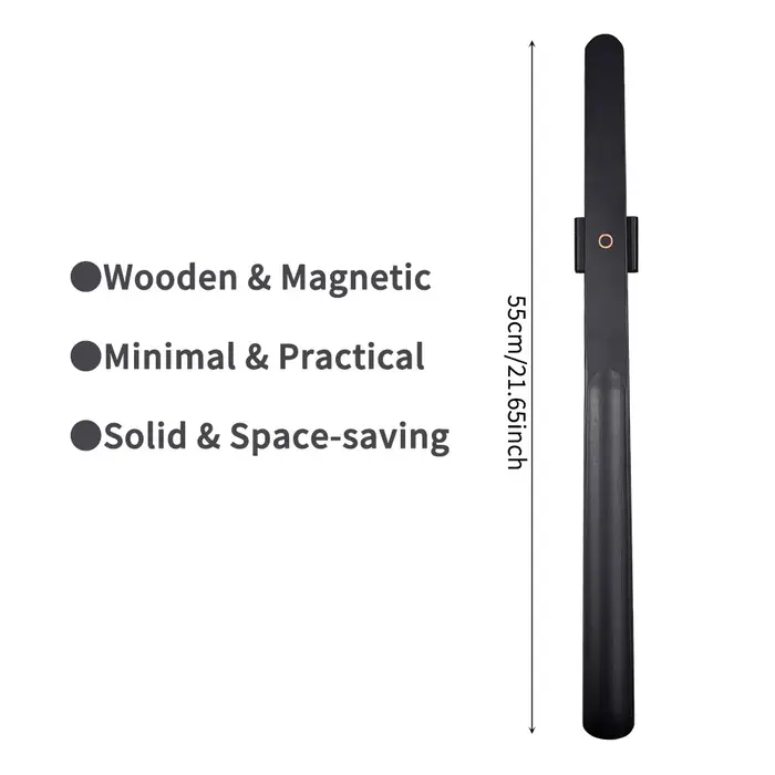 Klaxon à chaussures à manche long en bois de hêtre de qualité supérieure de 55 cm – Base magnétique sans courbure pour