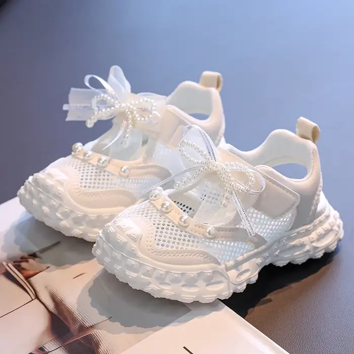 Baotou – sandales princesse pour filles, chaussures à maille unique avec perles étrangères, baskets 