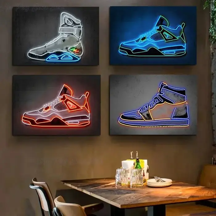 Chaussures de baskets d'art néon