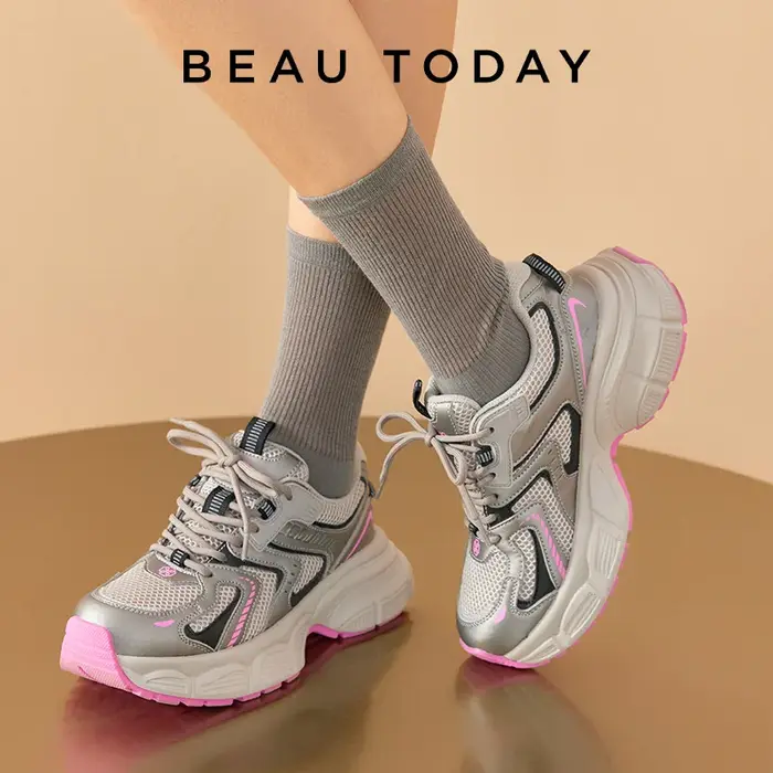 BEAUTODAY-Baskets épaisses en maille respirante pour femmes, chaussures de sport, faites à la main, 