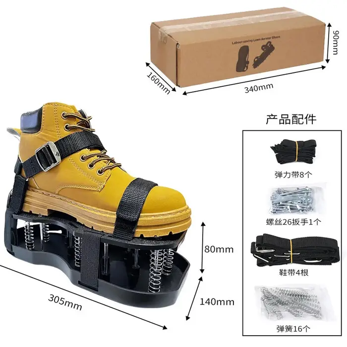 1 paire de chaussures aérateur de pelouse noires