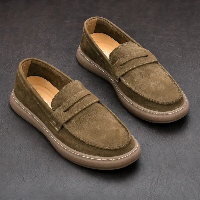 Mocassins d'affaires décontractés en cuir véritable italien pour hommes
