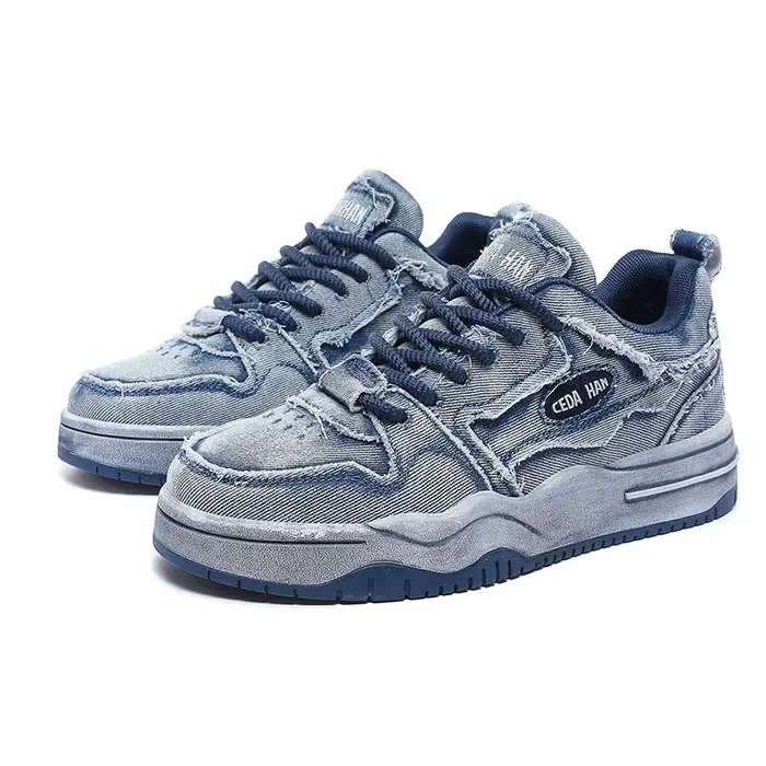 Chaussures de skateboard personnalisées en denim rétro pour hommes