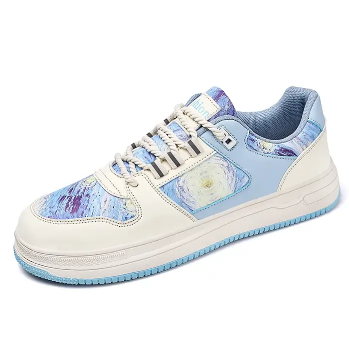 Chaussures de marche pour hommes mode sport décontracté respirant en cuir plat antidérapant conforta