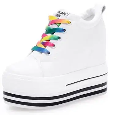 Nouvelles Chaussures Décontractées Femme 2026 à Talon Compensé de 12 cm, Baskets en Toile à Platefor