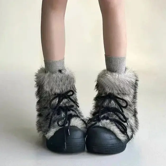Fourrure femmes neige bottines appartements plate-forme chaussures chaudes femme concepteur hiver nouvelle tendance en peluche décontracté confortable baskets