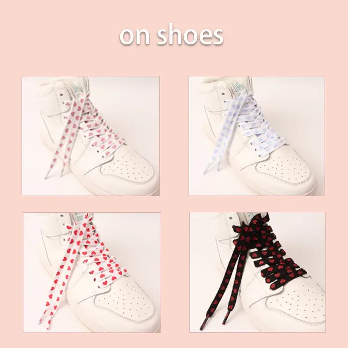 1 paire de lacets en toile à motif cœur High One Conver pour chaussures, baskets plates, tennis, spo