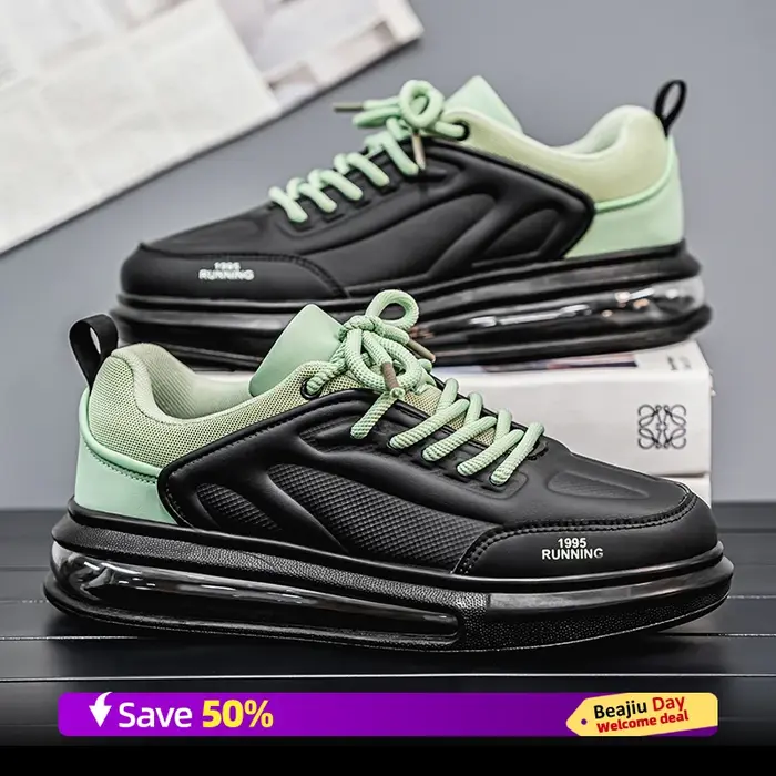 Coussin d'air hommes chaussures de course de sport décontracté respirant léger femmes confortable athlétique antidérapant marche baskets 