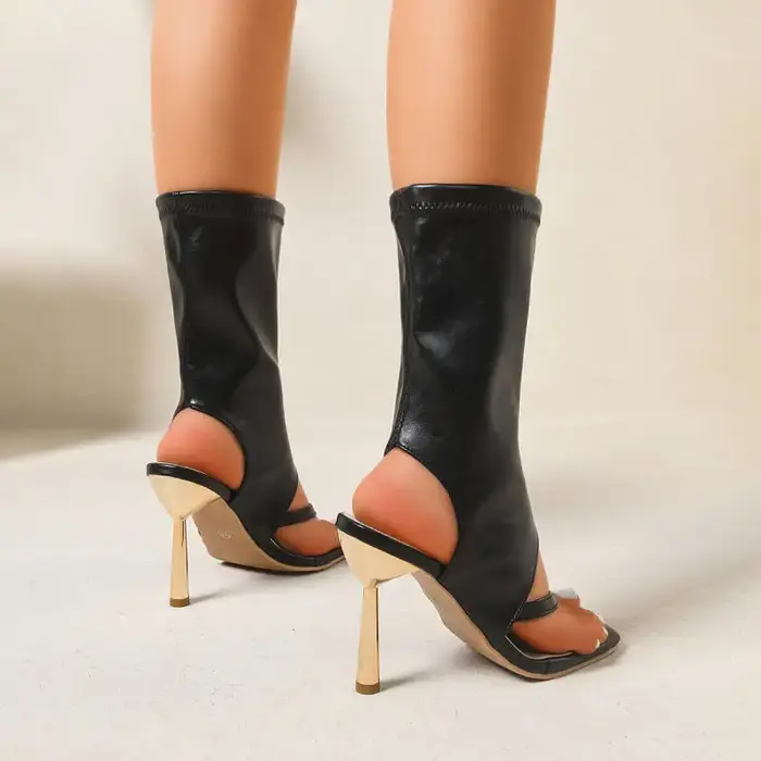 Sandales Y2K noires à talons hauts et bout ouvert pour femme