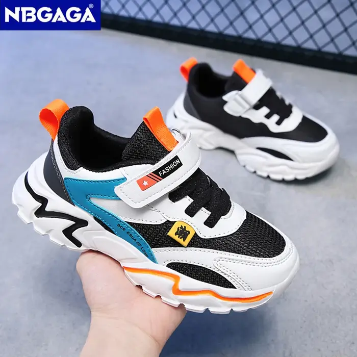 Chaussures de sport en cuir pour enfants, baskets respirantes pour enfants, chaussures de marche décontractées, chaussures de course en plein air pour garçons, maille confortable, mode