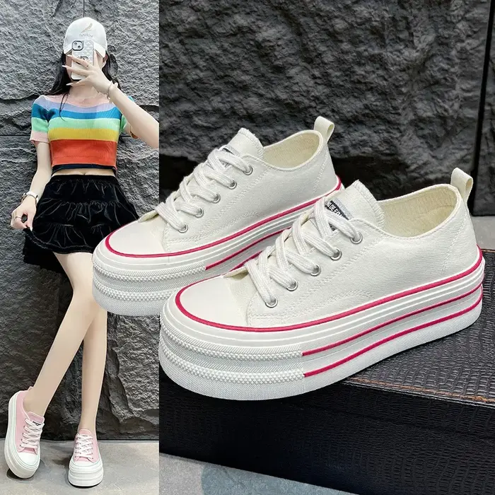 Chaussures en toile à fond épais pour femmes