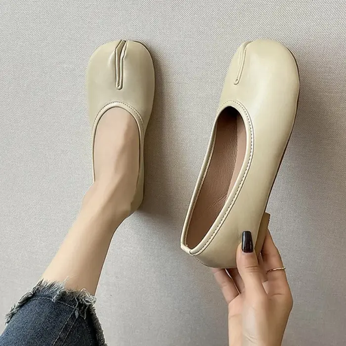 Chaussures Tabi Ninja Style Japonais 2026 pour Femme, Ballerines Rétro en Daim à Bout Fendu, Chaussu