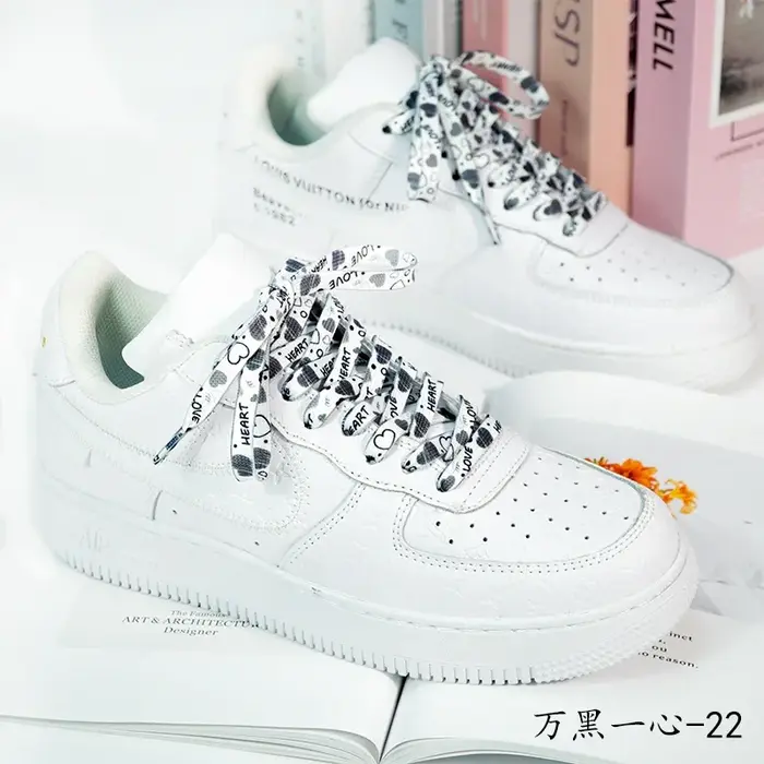 Lacets plats personnalisés Saint-Valentin Cœur Rose Amour pour Chaussures de Sport en Toile Haute pour Couples