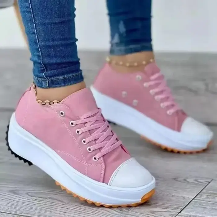 Chaussures simples décontractées pour femmes, toile à tête ronde, document solide, basses, grande ta