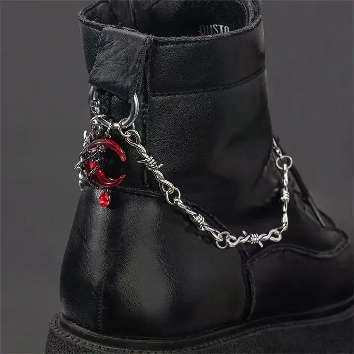 Chaîne de décoration de chaussures rétro gothique Punk à Double épine