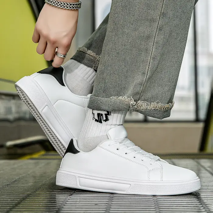 PU cuir hommes chaussures baskets tendance