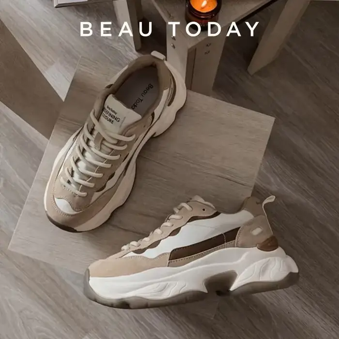 BeauToday-Baskets à Plateforme en Cuir Suédé pour Femme, Tissu Patchwork, Parker Rond, Document Mixt