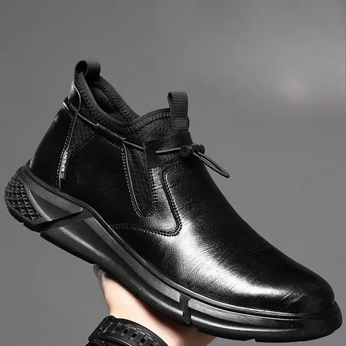 Chaussures imperméables en cuir noir pour hommes