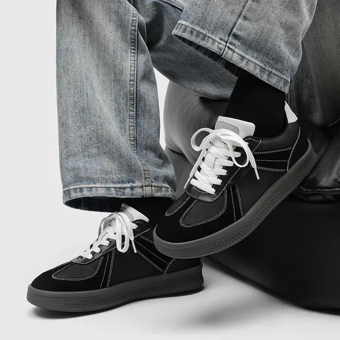 Nouvelles baskets de sport vintage noires à blocs de couleur pour hommes