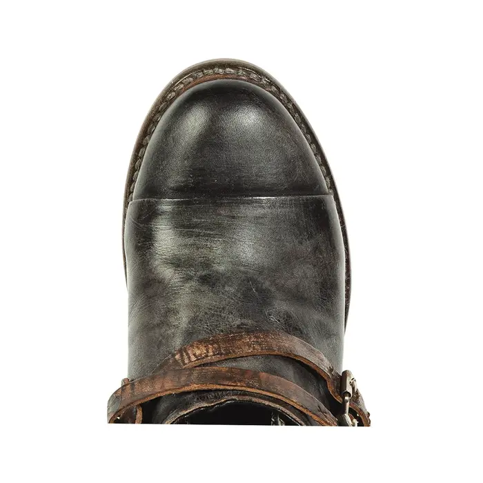 Bottes western vintage en cuir véritable pour hommes et femmes, bottes de rinçage, bottes rondes Par