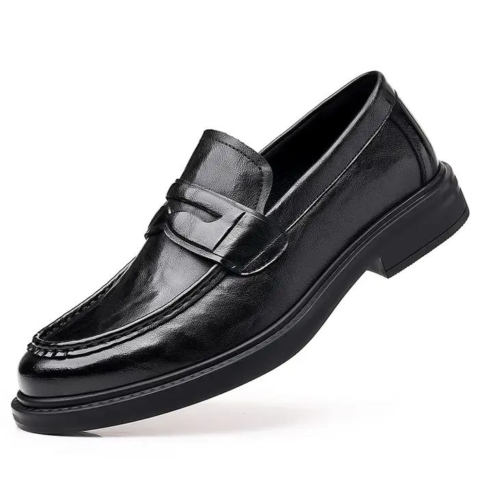 Chaussures italiennes à enfiler en cuir haut de gamme pour hommes, robe d'affaires à bout carré, moc