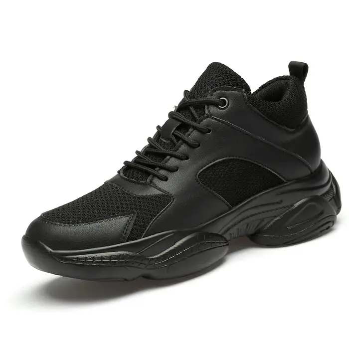 Baskets de mode homme ascenseur chaussures hauteur augmenter semelle intérieure 8 cm blanc noir