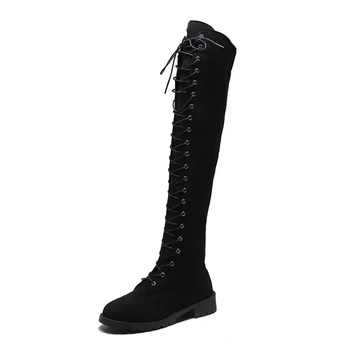 Bottes croisées au dessus du genou pour femmes, chaussures d'automne et d'hiver, bottes longues à ta