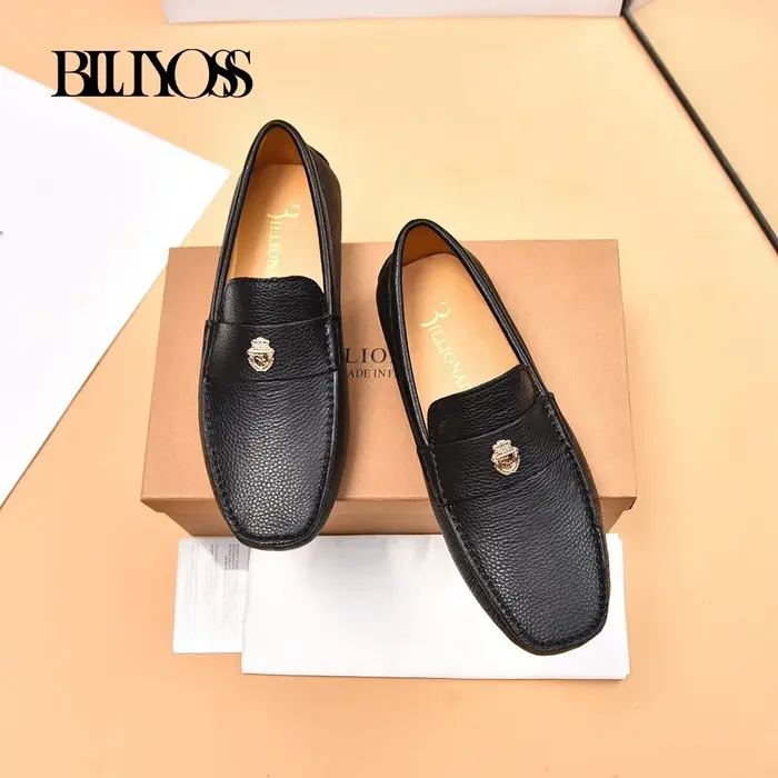 BILLIONAIRE hommes chaussures 2025 nouveau litchi à motifs cuir de veau confort de haute qualité en plein air européen grande taille 38-46 métal