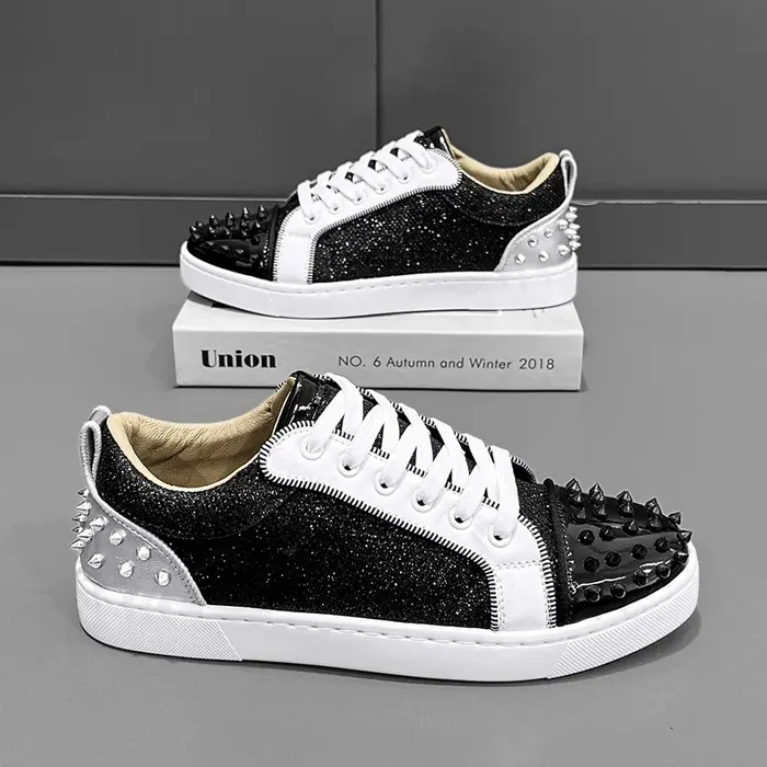Mode nouveaux hommes Rivet Rock Punk mixte Patchwork cuir plate-forme chaussures mâle sport marche baskets