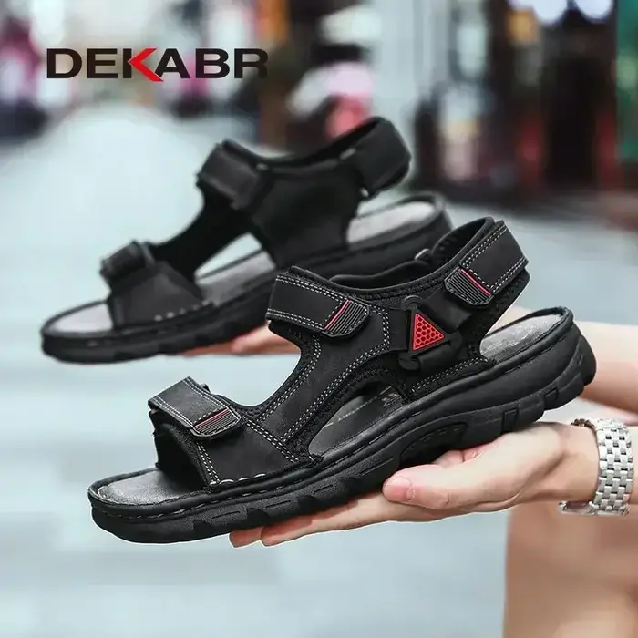 DEKABR taille 48 hommes sandales en cuir véritable été chaussures hommes décontractées vacances chau