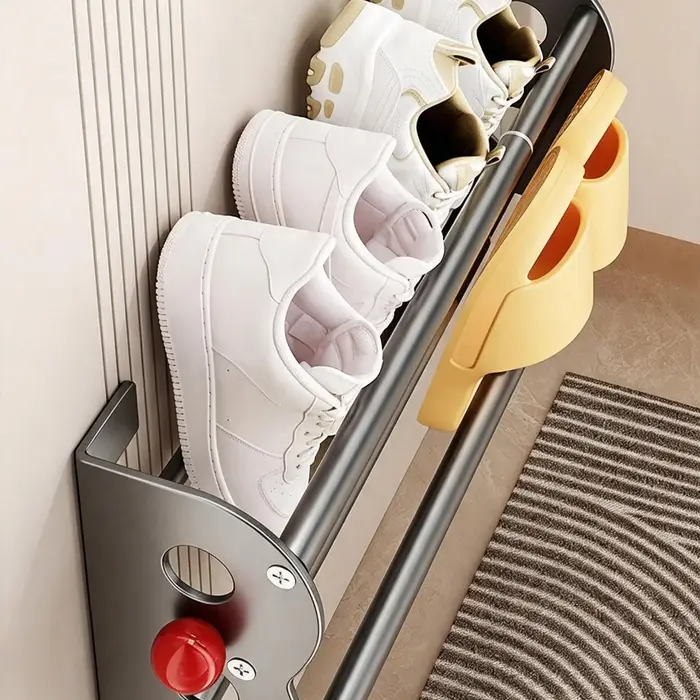 Porte-chaussures magnétique extensible à double couche, organisateur de chaussons mural pour propriétaires de logements, locataires, résidents et collectionneurs