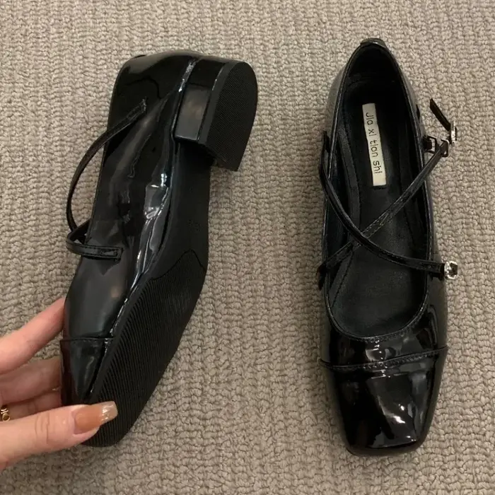 Mary-Chaussures à Talons Moyens pour Femmes, Chaussures Simples à Essence, Optique Rétro, Ballet à T