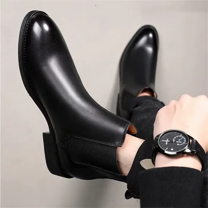 Bottines Chelsea classiques rétro en cuir véritable pour hommes