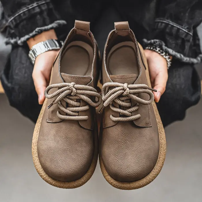 Hommes grande taille rétro Style britannique chaussures en cuir PU cheville confortable pied sensation