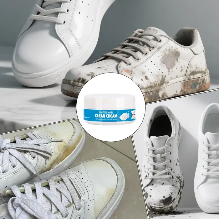 Crème nettoyante pour chaussures blanches avec éponge