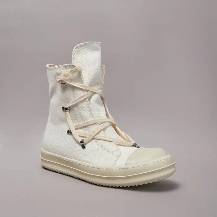 Baskets montantes en toile blanches pour femme