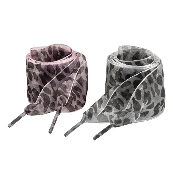 Lacets en satin imprimé léopard pour hommes et femmes