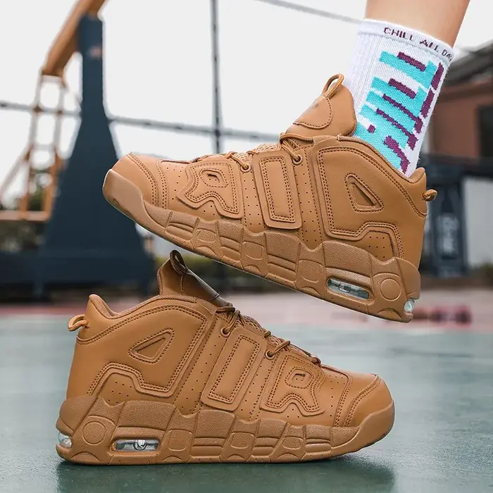 Chaussures de basket-ball en cuir à tige haute