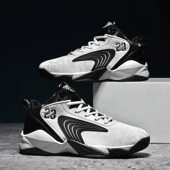 Chaussures de basket-ball pour hommes, chaussures de sport plates et confortables, résistantes à l'usure, à rebond, antidérapantes, à amorti, bottes d'entraînement